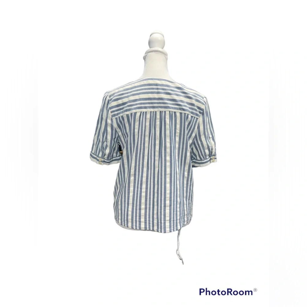 Madewell Blue and White Striped Button Front Blouse
